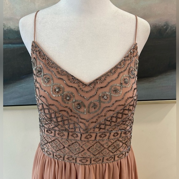 BHLDN ANTHROPOLOGY Bristol Mauve Beaded Bodice Midi Dress size 14 - Picture 3 of 13